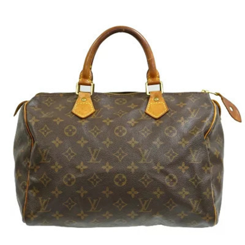 Louis Vuitton LV Speedy Monogram Boston Bag Canvas Leather Brown